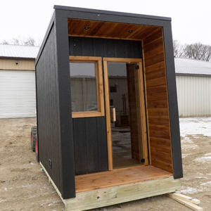 Sauna Quadrata con Veranda/Ingresso, Design Moderno e Bellissimo, Sauna Secca in Legno per Esterni per Hotel e Uso Commerciale - Product Image 1