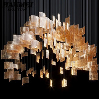 Lustre moderne à hauteur réglable pour hôtel, salon, escalier, avec verre dégradé et LED blanc chaud