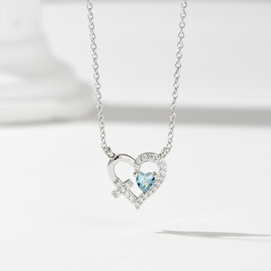 Collar con Colgante de Plata 925 al por Mayor, Diseño Geométrico de Amor Eterno, Brillante, con Cruz y Corazón, Piedras Preciosas, Cadenas de Estrás, Joyería Impermeable - Product Image 3
