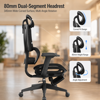 Chaise de bureau ergonomique entièrement en mesh avec appui-tête et soutien lombaire réglables BIFMA