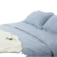 Parure de lit 4-en-1 en lin 100% naturel, douce pour la peau, sensation rafraîchissante, comprenant drap plat, drap-housse et taies d'oreiller, pour chambre à coucher au Royaume-Uni