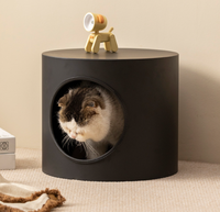 Halbgeschlossenes Rundes Haustierbett Multifunktional für Alle Jahreszeiten Höhlenartiges Bett für Kleine Hunde und Katzen