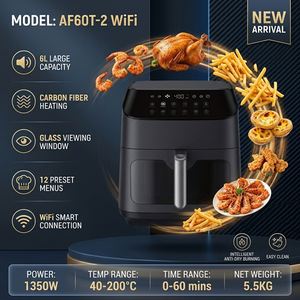 Friteuse à air intelligente WiFi avec fenêtre visible, écran tactile numérique 6L, panier antiadhésif, 12 menus prédéfinis, cuisson saine sans huile - Product Image 6