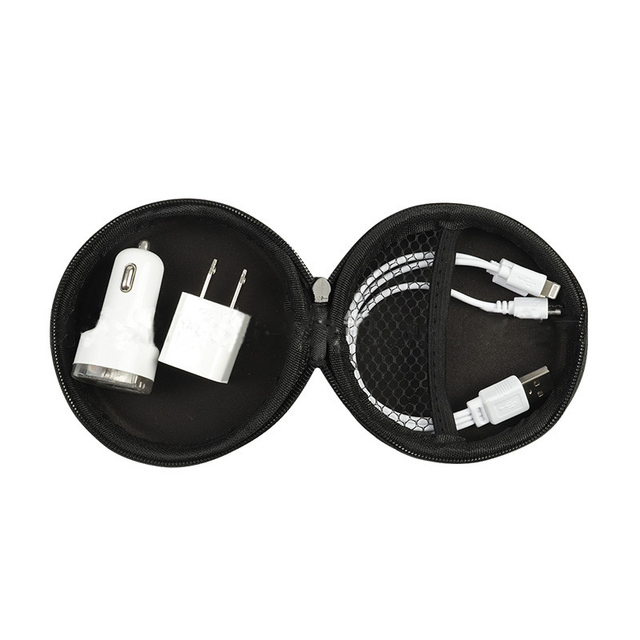 Wholesale USB Data Cable Hard Eva Storage Bag 8*3cm Round Earphone Storage Bag Case