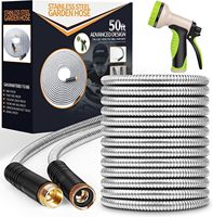 Tuyau d'arrosage en métal 75FT, tuyau d'arrosage en acier inoxydable 304 Kink Free Flexible Light Outdoor Water Hose
