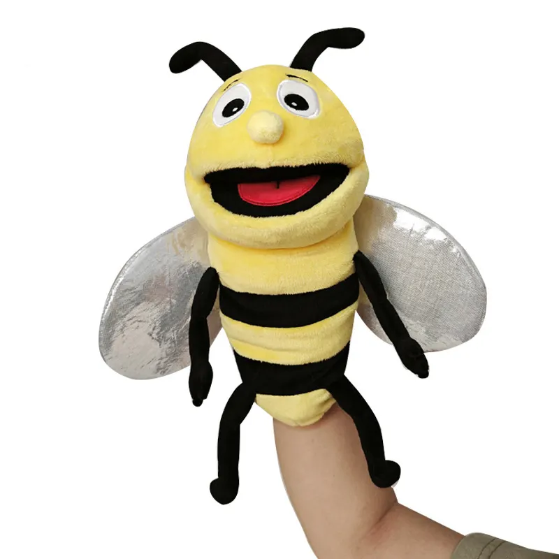 Hareketli ağız böcek oyuncak karikatür karakter peluş oyuncaklar doldurulmuş hayvan konuşuyor kukla