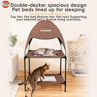 Lit surélevé double étage pour chat avec auvent pare-soleil, respirant et amovible, pour intérieur et extérieur, également adapté aux petits chiens