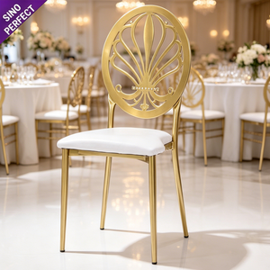 Silla Chiavari de lujo con respaldo ovalado de ratán, metal cromado brillante, dorada, para bodas, eventos, banquetes, fiestas, hoteles, restaurantes. - Product Image 6