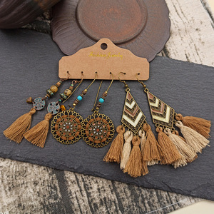 Fashion Jewelry Bohemia <b>Drop</b> Earrings Alloy Antique <b>Bronze</b> Plated Women's Party Dangle Earrings Geometric Pattern Set - Product Image 2