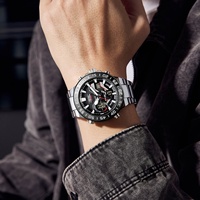 Montre chronographe analogique-numérique de luxe SMAEL 6071, étanche 5 ATM, lumineuse, avec alarme et chronomètre, boîtier/cadran en alliage pour plongée