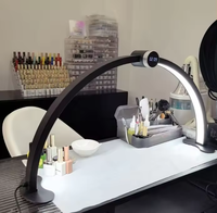 Lampe de Bureau LED Strass 48W, Écran Tactile Intelligent, Affichage Numérique, Lumière Demi-Lune pour Ongles, Cils et Extensions