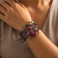 Bracelet élastique araignée style punk pour Halloween, accessoire de fête tendance. Disponible en stock.