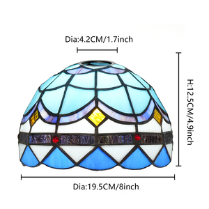 Stile Tiffany piuma di ricambio in vetro colorato retrò <span class=keywords><strong>blu</strong></span> mediterraneo <span class=keywords><strong>lampadario</strong></span> da balcone, lampada da tavolo lampada da pavimento paralume - Product Image 3