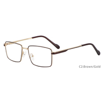 Monturas de Gafas Metálicas Rectangulares Clásicas FEROCE para Hombre 9145, Diseño Bicolor con Bisagra de Resorte Reparable
