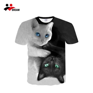 Custom fashion men cat 3d printed t shirt