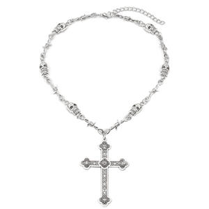 Collar con Colgante de Cruz, Aleación de Zinc, Diseño Gótico, Joyería para Fiestas, Forma Geométrica, Amuleto de Calavera, Cadenas de Moda, Collares - Product Image 5