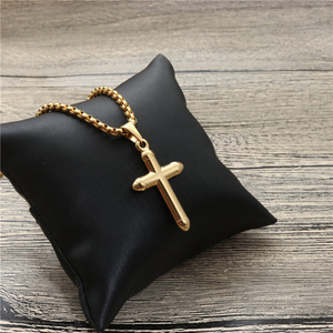 <b>Cross</b> Pendant Necklace Zinc Alloy Gold Plated For Men Women Couples Gift Jewelry - Product Image 3