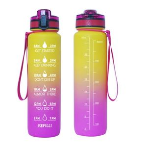Large <b>1L</b> Capacity Tritan Sports <b>With</b> <b>Straw</b> Portable Plastic Fitness <b>Water</b> <b>Bottle</b> for Camping Gradual Change Space Cup - Product Image 1