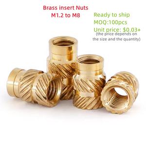 Латунные резьбовые втулки (инертные гайки) 1/4-20 дюйма, M2, M2.5, M3, M4, M5, M6, M8, латунные резьбовые втулки с накаткой для термопластика, для 3D-печати - Product Image 6