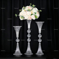 Nouveauté Décoration de mariage Support à fleurs en acrylique transparent en forme de trompette Centre de table Ornement Moderne Minimaliste BooHome
