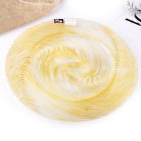 Assiettes de présentation de luxe en verre avec bordure dorée, 13 pouces, pour service de table, vente en gros, mariage