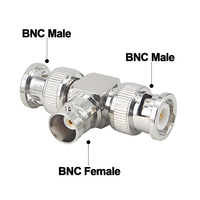 BNC femelle à double BNC mâle séparateur BNC connecteur vidéo 3 voies adaptateur en T en forme de T 1 en 2 sorties pour appareils sans fil de caméra de vidéosurveillance