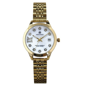 Reloj de Moda Dorado para Mujer, Reloj de Pulsera Impermeable para Estudiantes con Calendario y Diamantes de Imitación - Product Image 1
