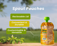 Pochettes souples personnalisées en usine de 50 ml, 100 ml, 150 ml, de forme variée, pour jus, boissons, tomates, avec bec verseur