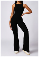 Combinaison de yoga douce et agréable pour la peau, tenue de sport sans manches, jambes larges, yoga, fitness