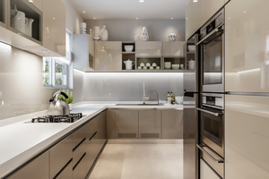 ארונות מודרניים בינוניים אפור מבריק גבוה מודולרי ארונות מטבח וארונות כל הבית התאמה אישית - Product Image 2