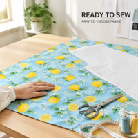 Lot de tissus 100 % viscose imprimé citron, jaune agrumes et bleu ciel, pour rideaux de cuisine, nappes et articles de maison fantaisie