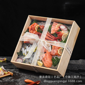 Caja de madera para sashimi, 25x19x8,2 cm, rectangular, de color sólido, con tapa, para almacenamiento de alimentos para cocina japonesa - Product Image 3