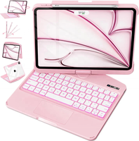IFacemall Étui clavier à projection transparente 360° pour iPad 10e/11e génération A16 10,9 pouces avec emplacement pour stylet, chargement magnétique et rétroéclairage LED – Nouveau