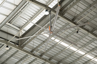 Ventilateur HVLS robuste RTFANS King 1,5 kW avec pales en aluminium aéronautique et commande tactile, certifié CE pour usine et atelier