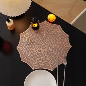 Halloween <b>Spider</b> Web Placemat Round Hollow Out Heat Insulation Mat For Party Table Decorations - Product Image 1