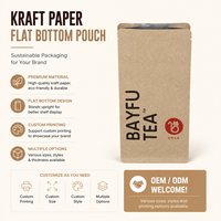 Prix d'usine – Sachet alimentaire à fond plat en papier kraft brun avec fermeture éclair et logo personnalisé pour café et thé