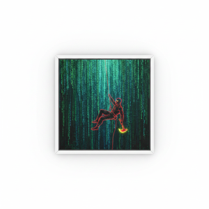 Matrix Code <b>Canvas</b> Print: Cyberpunk Wall Art, Modern Decor,WHITE <b>FRAMED</b> <b>CANVAS</b> - Product Image 2