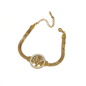 Bracelet arbre de vie en or avec strass pour femme, bijoux cadeau - Product Image 5