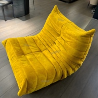Fauteuil paresseux moderne en velours jaune, pouf de sol en mousse haute densité, canapé d'appoint, chaise longue individuelle en forme de L pour salon
