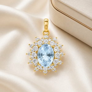 Pendentif de fiançailles en argent 925 avec zircon et pierres précieuses cultivées UM Jewelry, idéal pour un usage quotidien ou comme cadeau d'anniversaire de mariage - Product Image 6
