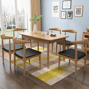 Solid Wood Dining <b>Table</b> Rectangular Natural Color Durable Restaurant Furniture - Product Image 3