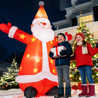 Père Noël gonflable de 8 pieds avec motif étoile et lumière LED, décoration de Noël gonflable pour la cour, le marché de Noël en plein air, la maison et le jardin