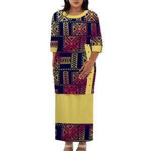 Abito estivo da donna personalizzato, set gonna due pezzi taglie forti con scollo a O, stile tribale polinesiano samoano, Puletasi - Product Image 4