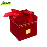 Boîte cadeau en velours de haute qualité personnalisée avec nœud, boîte cadeau d'anniversaire pour cosmétiques, bonbons de mariage