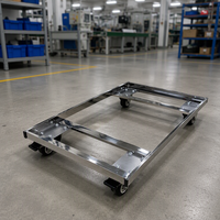 Chariot à tortue personnalisé en acier inoxydable 201, plateau basculant, quatre roues silencieuses, petit chariot à plateau plat, revêtement en poudre de qualité alimentaire