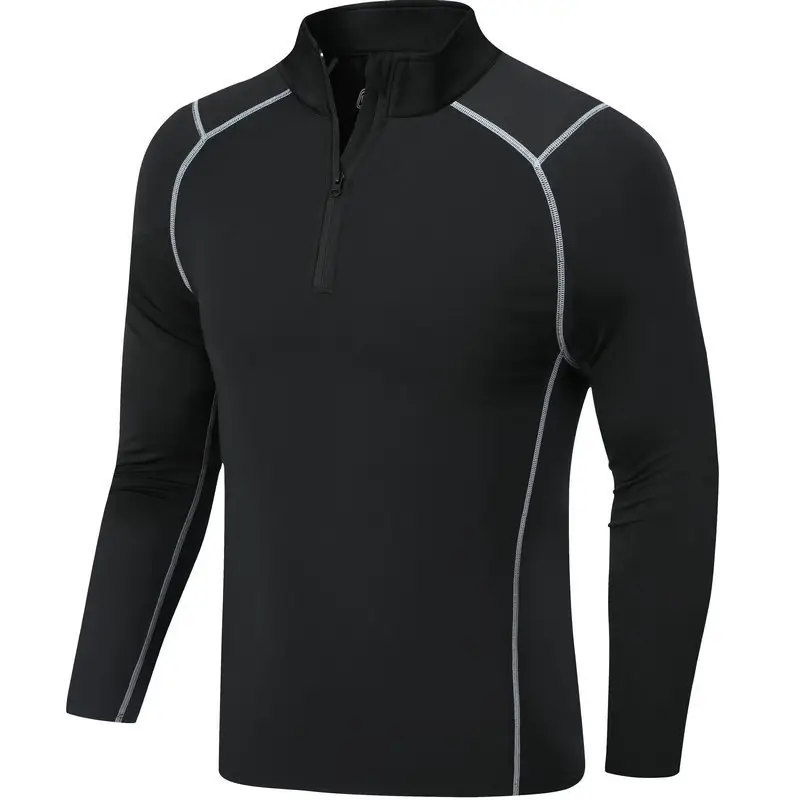 fitness clothes winter fleece thermal long sleeves bottoming high elastic training running speed dry clothes men's suit