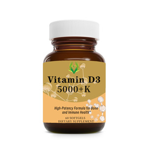 Complément Alimentaire OEM Vitamine D3 5000+K en Gélules Molles, 60 Unités, Haute Puissance, Soutien Osseux et Immunitaire - Product Image 1