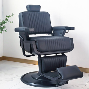 Sillón de Barbería Hidráulico de Cuero Moderno, Rotación de 360 Grados, Base Ajustable en Altura, Diseño Contemporáneo y Duradero para Salones Comerciales - Product Image 3