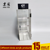 Support d'affichage en acrylique à 3 niveaux CT TEK pour câbles USB, chargeurs muraux, accessoires de téléphone, étagère verticale moderne pré-assemblée