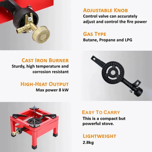 Bếp <span class=keywords><strong>gas</strong></span> du lịch ngoài trời một bếp đơn mặt đỏ, bếp <span class=keywords><strong>gas</strong></span> bằng gang - Product Image 3